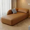 Chaise longue de lujo subsidiado para balcón, dormitorio, sofá perezoso de cuero, tumbona de belleza de hotel, silla de celebridad de internet, color toffee, algodón