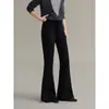 [Estilo Práctico con Forro de Felpa] Pantalones de Imitación de Visón de Terciopelo de Lana Goming Acampanados, Nuevos Pantalones Casuales de Cintura Alta de Invierno N0048D