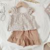 Traje de ropa para niños para niñas casual transpirable estampado de manga corta shorts con tirantes ropa de verano para niños algodón cómodo traje de dos piezas