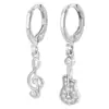 Brinco de nota de violino e guitarra assimétrico com diamantes completos, franja, design criativo, brincos de temperamento brincos brincos brincos brincos