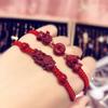 Pulsera de Cuerda Roja Benmingnian Cinabrio Pixiu Hebilla Ping An Pulsera Tejida a Mano Pura para Mujer Pulsera de la Suerte de Flores