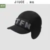 Boné de Baseball de Lã Tricotado de Inverno Masculino com Letras, Forrado com Fleece para Aquecimento, Boné de Baseball de Lã à Prova de Frio para Ciclismo ao Ar Livre