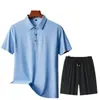 Nuevo Traje Deportivo Casual, Traje Casual de Seda de Hielo, Disponible en Múltiples Colores, Conjunto de Shorts Polo, Unisex, Color Sólido