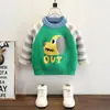 Tricô Infantil Listrado com Patinhas para Outono e Inverno 2025 Novo Tendência e Cool Tricô Base para Meninos e Meninas