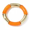 Pulsera Curva de Tubo de Acrílico Transfronteriza Europea y Americana Pulsera de Tubo de Bambú Vintage Pulsera de Patrón de Mármol Pulsera de Patchwork Colorido para Mujer