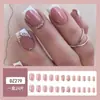 Uñas Portátiles de Comercio Exterior, Esmaltadas con Diamantes Franceses para Otoño e Invierno, Rosa, Uñas de Manicura Dulces y Frescas, 24 Piezas de Uñas Postizas de Estilo Europeo y Americano Más Vendidas
