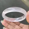 Pulsera blanca tipo hielo con un sutil matiz rosado, que se asemeja a la luz de la luna, cuarzo de hielo de alta calidad, pulsera de hielo blanca, pulsera de jade de color raíz de loto rosada delicada