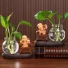Hui Neng Pequeño Monje Planta Verde Hidropónica Jarrón Escritorio Oficina Hogar Mesa de Té Decoración Jarrón de Planta Cultivada en Agua Inspirado en Zen