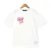 Marca de Tendencia Transfronteriza Palm Angels Camiseta Unisex de Cuello Redondo, Manga Corta, Corte Holgado, Estampado de Letras Tipo Salpicadura de Tinta, Corazón con Spray