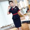Vestido Ropa de Negocios Elegante Moda Viajero Esteticista Recepción de Hotel Joyería Ropa de Trabajo Verano Manga Corta para Mujer