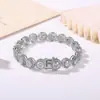 Plata 925 Incrustada con Moissanita 3-4-5-6.5mm Pulsera de Caramelo Rocoso Hip-Hop Europeo y Americano Plata Llena de Diamantes Transfronteriza para Hombre Moissanita