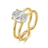 Transfronterizo Europeo y Americano Lujo Ligero Diamante Ins Moda Personalizado Color Moxan Sin Color Anillo Anillo Mujer Lujo Ligero Sentido de Alta Gama
