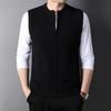 Mantz Seda Primavera y Otoño Nuevo Chaleco sin Mangas Color Sólido Chaqueta con Cremallera Chaleco para Hombre de Mediana Edad Chaqueta Casual de Moda