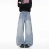 Marca Americana Tendência Jeans Bootcut Lavado Masculino Nova Textura de Nó de Bambu Perna Larga Calça Longa Outono Versátil Solta Calça Casual