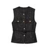 Aliexpress Atacado de Roupas Femininas Europeias e Americanas Transfronteiriças Outono 2025 Novo Colete Texturizado Elegante Versátil com Cinto