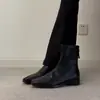 Estilo Coreano Otoño/Invierno 2026 Nuevas Botines Cuadrados Retro Elegantes para Mujer Tacón Grueso Estilo Británico Botas Adelgazantes Botines Chelsea de Media Caña