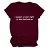 Apoyo un sitio independiente de Lista de deseos de Amazon para hombres Camiseta de manga corta con cuello redondo para mujer, simple y versátil, con letras