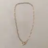 Cadena de eslabones ovalados para clip de papel Acero inoxidable que no se decolora Cadena de alambre cuadrado para clip de papel Pulsera con cierre de mosquetón