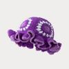 Nuevo sombrero de lana tejido a mano a color para dama transfronterizo, borde ondulado calado, abuela retro encaje sombrero de lana