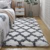 Alfombra moderna con degradado tie-dye, nórdica, sencilla, con borde cruzado, de pelo largo, para dormitorio, sofá, sala de estar, felpudo