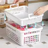 Cesta de almacenamiento para papel A4, caja de almacenamiento de plástico sin tapa, organizador de escritorio, apilable, rectangular, engrosada, cesta grande para artículos varios