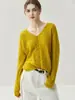 Suéter de Tricô Outono e Inverno Vazado Solto Caxemira Emagrecedor Jaqueta Cover-Up Cor Sólida Gola Nova Versátil Feminino Top Grosso