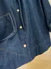 Camisa de mezclilla de alta gama, única, de lujo ligero, vintage, suave, de manga corta para mujer, delgada, holgada, top jacket casual de verano