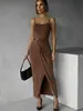 Elegante y Estiloso Vestido Largo de Verano para Mujer con Diseño de Nudo Retorcido en la Cintura, Nuevo Vestido Lencero Ajustado y que Favorece la Figura