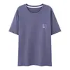 Pijama de Verano para Hombre, Camiseta Casual de Manga Corta de Color Sólido, Adecuada para Usar como Ropa Exterior, Corte Holgado, Talla Grande, Camiseta de una Pieza de Seda Helada con Canalé, Ropa de Casa