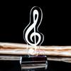 Trofeo de Nota Musical de Cristal Concurso de Canto Piano Micrófono de Metal Presentador Premio Tiktok K9 Artesanía Cristal Blanco