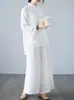 Venta Directa de Fábrica Conjunto de Ropa de Yoga de Manga Larga, Nuevo Estilo Chino para Primavera y Otoño Top Abotonado, Pantalones de Pierna Ancha, Ropa Zen para Té para Mujeres