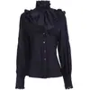 Ropa Nueva Estilo Primavera y Otoño 2026 Camisa Gótica Medieval para Hombre Capa Interior para Mujer Top de Color Sólido Manga Larga Ropa de Comercio Exterior