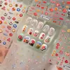Serie de Pegatinas para Uñas Estilo Año Nuevo como Hierro, con Fuegos Artificiales Lindos en Relieve, Caracteres de la Suerte, Sobres Rojos y Pegatinas Auspiciosas para Uñas