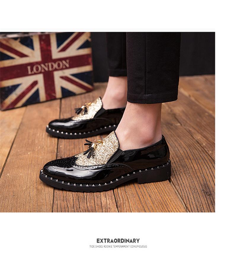 超纤套脚皮鞋男