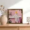 Novo Papai Noel Caminhando com Alce Moldura de Foto de Madeira de Camada Dupla Decoração de Fundo de Parede para Sala de Estar, Mesa de Escritório, Restaurante