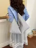 Bolsa de ombro listrada retrô única, estilosa e versátil, bolsa de mão de moda casual, sacola de compras, bolsa tote feminina