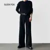 Pantalones de Traje para Hombre de Invierno 2025 de Gama Alta, Engrosados, Ligeramente Acampanados con Efecto de Caída, Pantalones Curvos de Lujo Ligero, Pantalones Casuales Simples y Cálidos