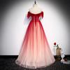 Vestido para Brinde da Noiva 2026 Novo Verão Longo Estilo Fada Vestido de Gala Gradiente Céu Estrelado Vestido Vermelho Sem Alças Feminino