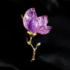 Broche Flor de Magnolia con Esmalte, Broche Estilo Corte Vintage, Accesorio Exagerado de Aleación de Gama Alta Estilo Ins para Mujer
