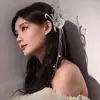 Horquilla de Plumas con Borlas de Halloween Estilo Ballet Súper Hada Elegante Estilo Puro Lujoso Horquilla de Piel Pinza Lateral para Llevar en la Cabeza