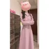 Nuevo Vestido Rosa con Capucha y Mangas Largas para Mujer 2025 Dulce Chica Dopamina Ajustado Vestido Sudadera para Mujer