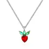Europeu e Americano Zircon Fruit Strawberry Pingente Colar Ins Pequeno Fresco Bonito Estilo Menina Clavícula Cadeia Estudante Jóias