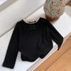 Camiseta de Manga Larga para Niña, Dulce Top con Lazo para Bebé Niña de Primavera y Otoño, Camiseta Básica Estilo Coreano con Cuello de Encaje para Niña Pequeña