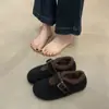 Sapatos Peludos Retro Feios-Fofos com Solado Grosso para Mulheres Inverno 2025 Novos Casuais Quentes Antiderrapantes de Algodão Versáteis Sapatos Birkenstock