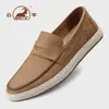 Zapatos de Piel de Vaca de Primera Capa de Carnero Genuino para Hombre Estilo Nuevo Transpirables de Cuero Genuino Zapatos Casuales Zapatos de Cuero Antideslizantes de Alta Calidad Suela Suave Mocasines
