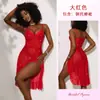 Camisola Lencera Adelgazante Estilo Francés con Lentejuelas Hueso de Pescado con Malla Transparente y Abertura Alta, Vestido Estilo Puro Deseo para Citas Privadas 8173