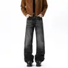 Calça jeans com barra levemente alargada para homens e mulheres, lavagem pesada, estilo casual retro americano, corte solto, calça comprida de marca da moda, novo modelo 2026