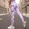 Nuevos Pantalones de Yoga Tie-Dye Laterales Huecos Transfronterizos Ajustados de Cadera Melocotón Cintura Alta Sin Costuras Fitness Deportes para Mujer