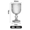 Copa de vino de tallo alto rayada para uso doméstico, alto valor estético, diseño vintage para mujeres, copa de vino de fruta única, copa de vino de vidrio engrosado