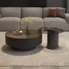 Nueva mesa de centro de losa de roca de vidrio negro estilo chino, mesa de centro minimalista italiana para sala de estar, mesa de té combinada simple de alta gama